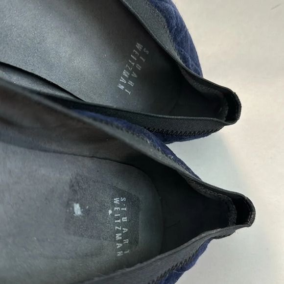 Stuart Weitzman Quilted Suede Ballet flats round toe navy black Size 7 1/2 - Picture 11 of 12